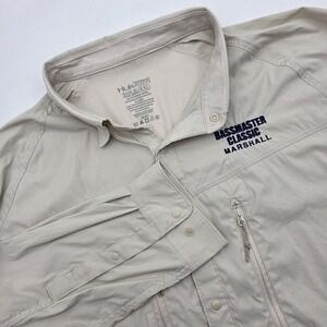 Huk Performance Fishing Shirt Men's Beige 2XL Vented Roll Tab Bassmaster Classic